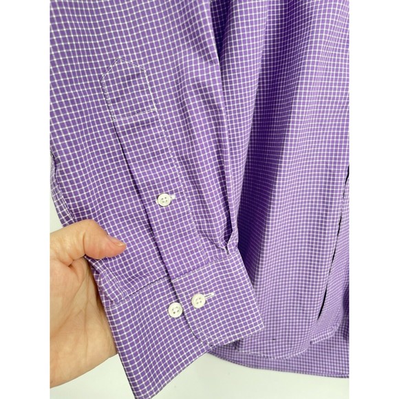 Lauren Ralph Lauren Men 15 1/2 Long Sleeve Purple Plaid Button Up Shirt Slim Fit - Picture 4 of 6